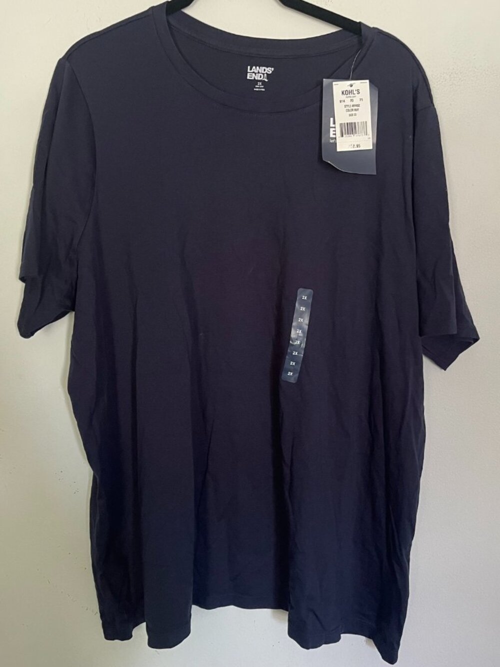 Lands' End T-Shirt Women's 2X Navy Blue Crew Neck Short Sleeve Basic Top T6